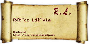 Rácz Lívia névjegykártya